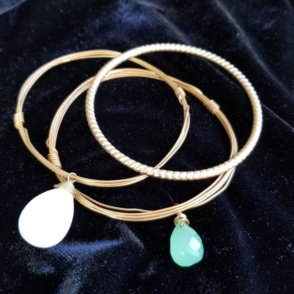 Susan Hanover dangle Jade bracelets. 3 in set.